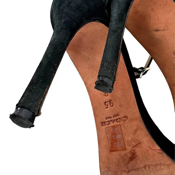 Coach Open Front Black Suede Stiletto Heel Size 9.5 EUC - Picture 12 of 12